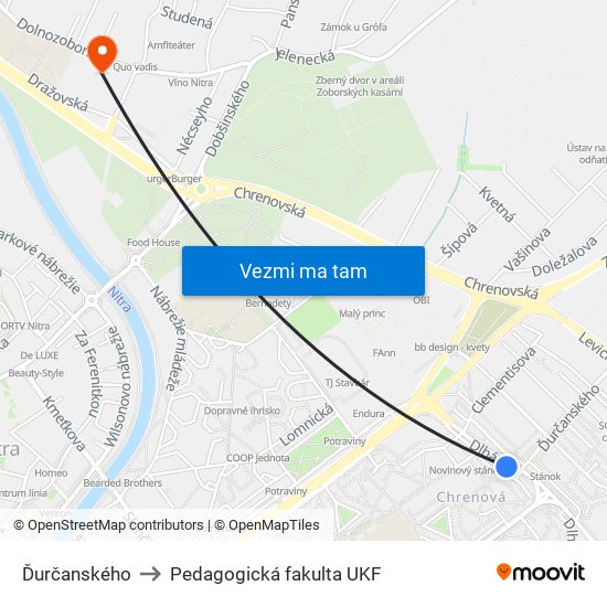 Ďurčanského to Pedagogická fakulta UKF map