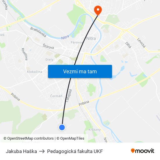 Jakuba Haška to Pedagogická fakulta UKF map