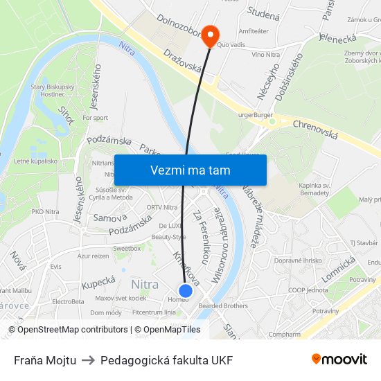 Fraňa Mojtu to Pedagogická fakulta UKF map