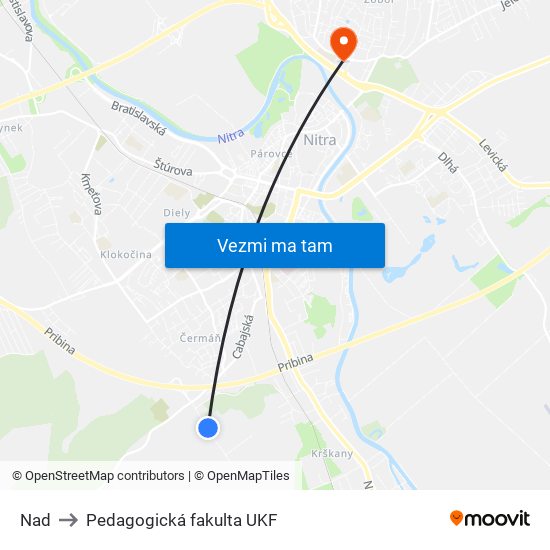 Nad to Pedagogická fakulta UKF map