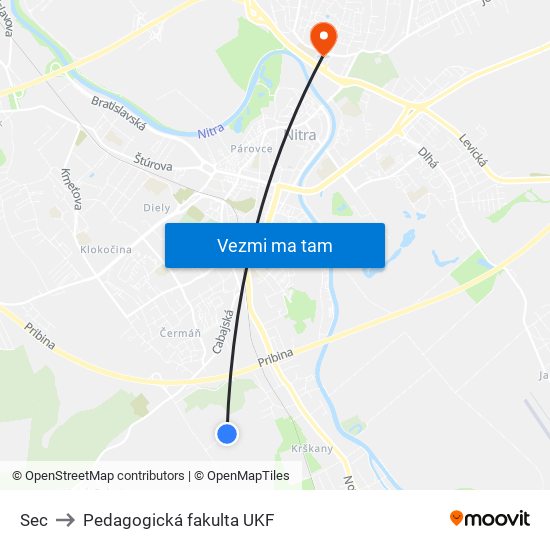 Sec to Pedagogická fakulta UKF map