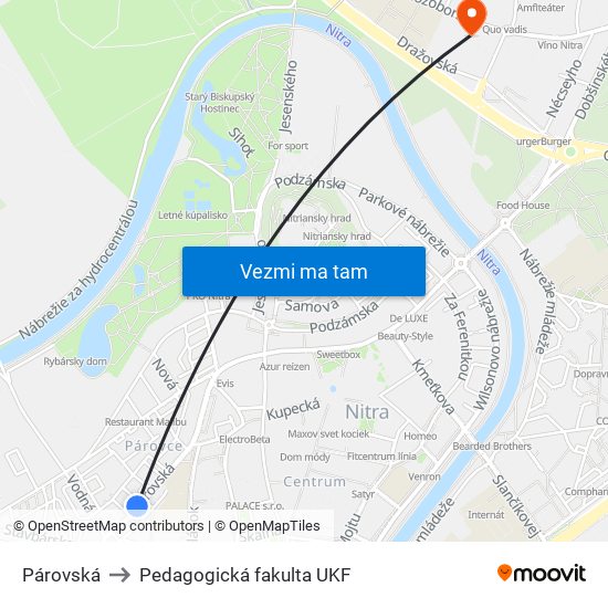 Párovská to Pedagogická fakulta UKF map