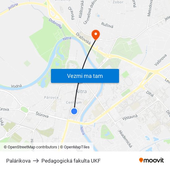 Palárikova to Pedagogická fakulta UKF map