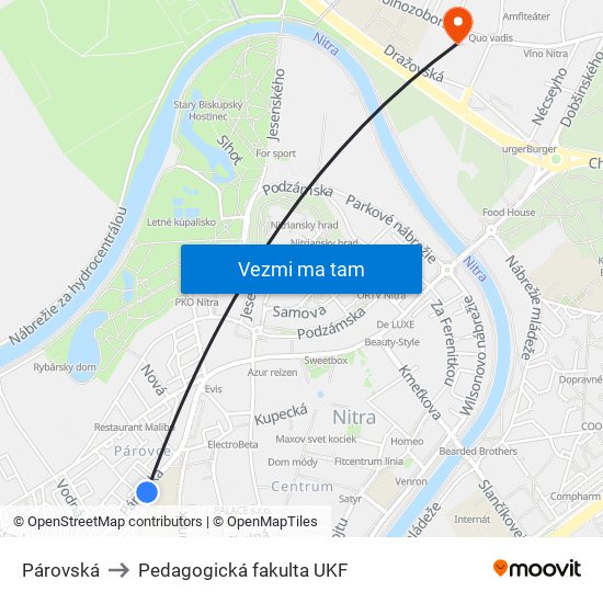 Párovská to Pedagogická fakulta UKF map