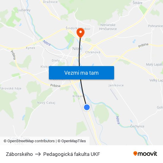 Záborského to Pedagogická fakulta UKF map