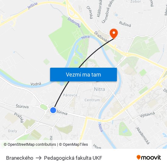 Braneckého to Pedagogická fakulta UKF map