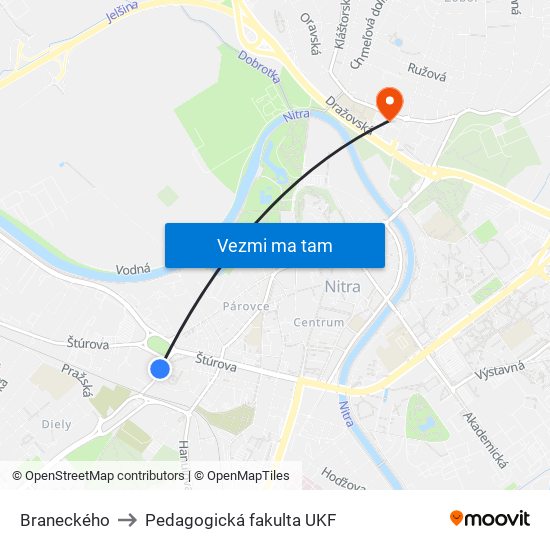 Braneckého to Pedagogická fakulta UKF map