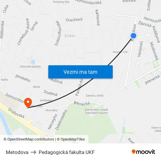 Metodova to Pedagogická fakulta UKF map