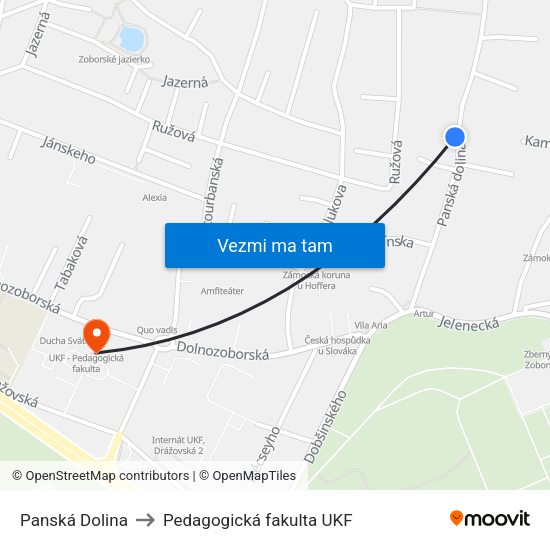 Panská Dolina to Pedagogická fakulta UKF map