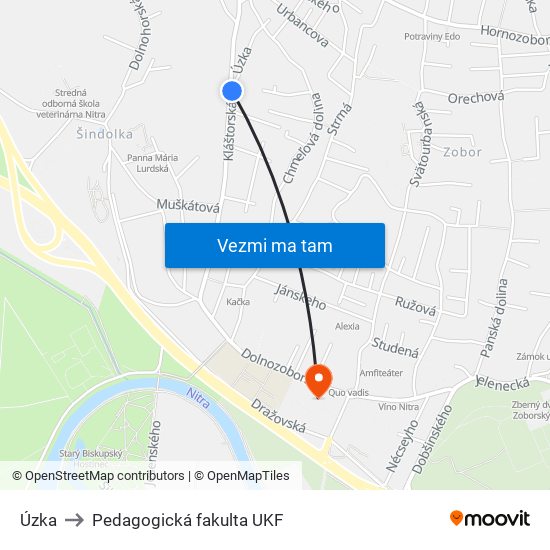 Úzka to Pedagogická fakulta UKF map