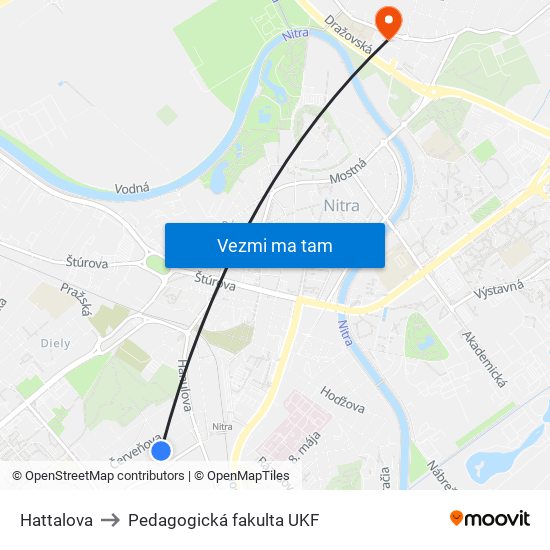 Hattalova to Pedagogická fakulta UKF map