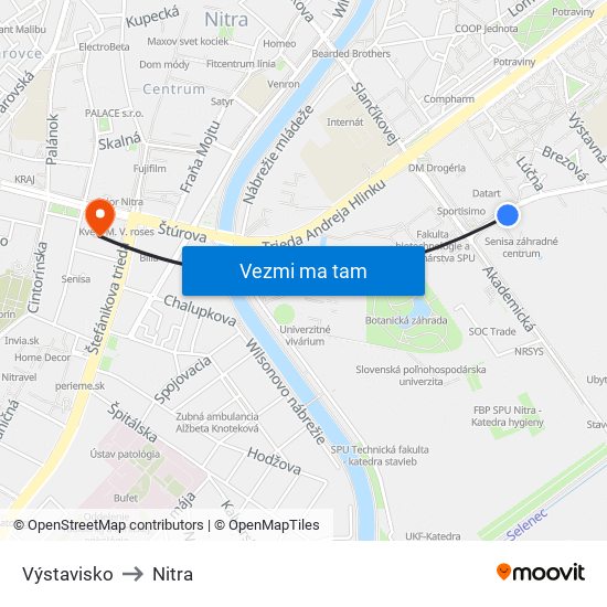 Výstavisko to Nitra map