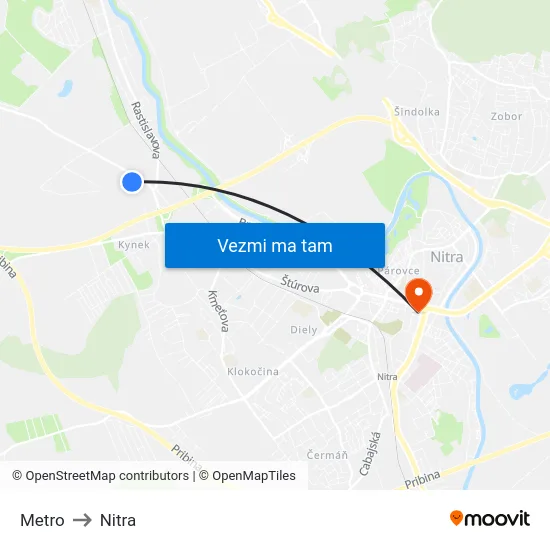 Metro to Nitra map