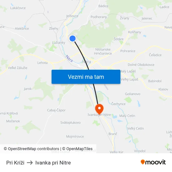 Pri Kríži to Ivanka pri Nitre map