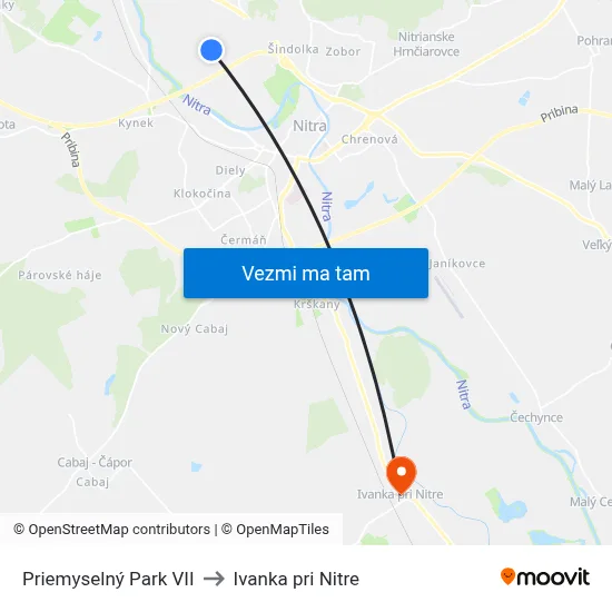 Priemyselný Park VII to Ivanka pri Nitre map