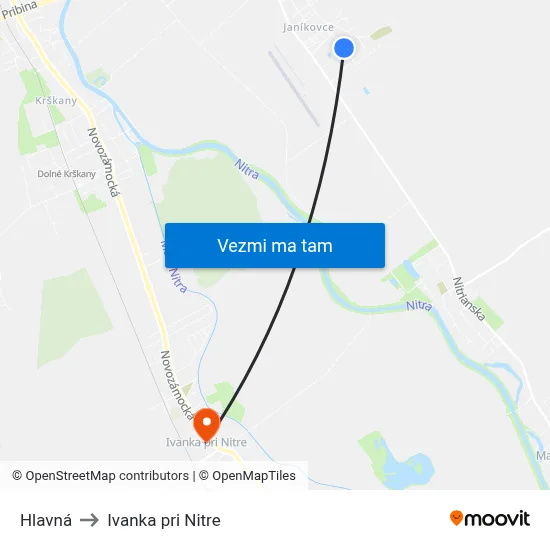 Hlavná to Ivanka pri Nitre map