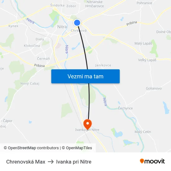Chrenovská Max to Ivanka pri Nitre map