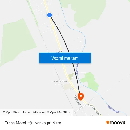 Trans Motel to Ivanka pri Nitre map