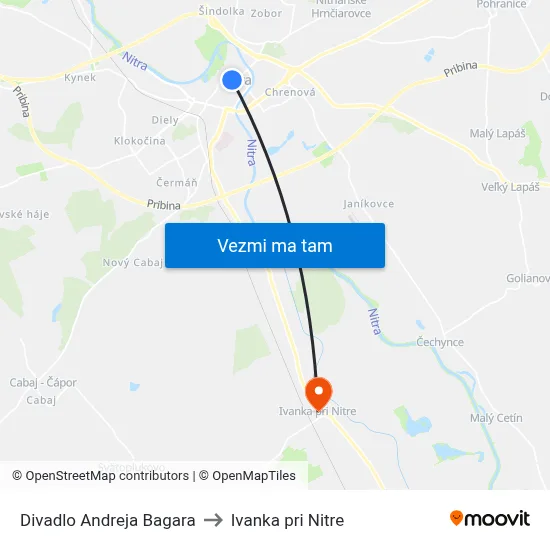Divadlo Andreja Bagara to Ivanka pri Nitre map