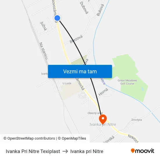 Ivanka Pri Nitre Texiplast to Ivanka pri Nitre map
