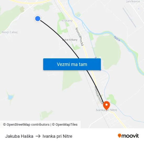 Jakuba Haška to Ivanka pri Nitre map