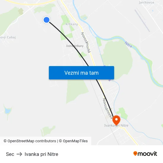 Sec to Ivanka pri Nitre map