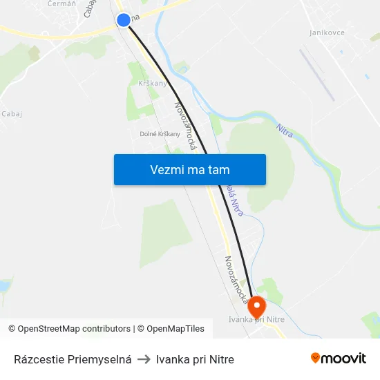 Rázcestie Priemyselná to Ivanka pri Nitre map