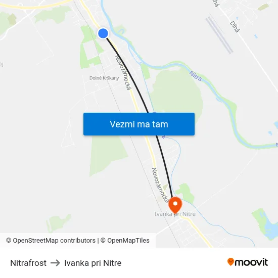 Nitrafrost to Ivanka pri Nitre map