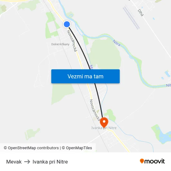 Mevak to Ivanka pri Nitre map
