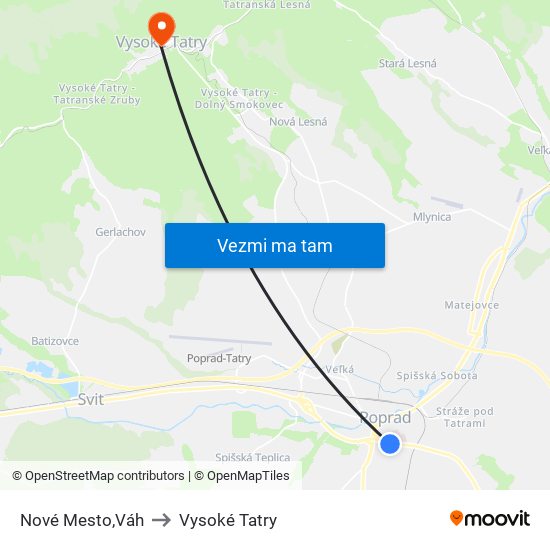 Nové Mesto,Váh to Vysoké Tatry map