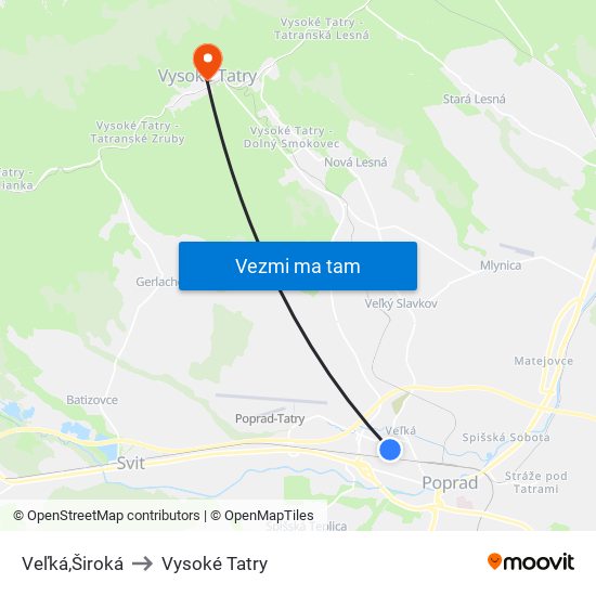 Veľká,Široká to Vysoké Tatry map