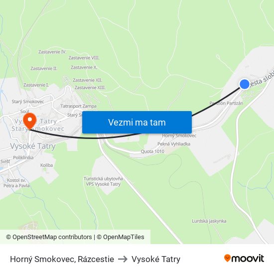 Horný Smokovec, Rázcestie to Vysoké Tatry map