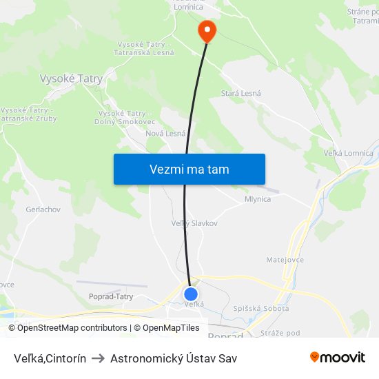 Veľká,Cintorín to Astronomický Ústav Sav map