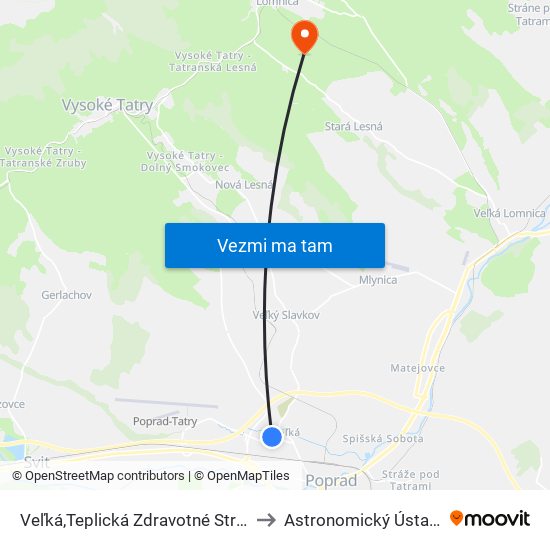 Veľká,Teplická Zdravotné Stredisko to Astronomický Ústav Sav map