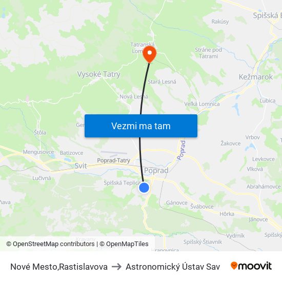 Nové Mesto,Rastislavova to Astronomický Ústav Sav map