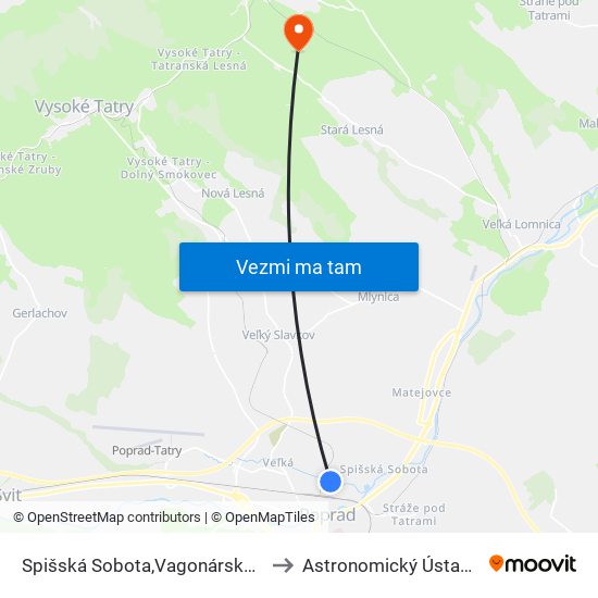 Spišská Sobota,Vagonárska Bud. to Astronomický Ústav Sav map