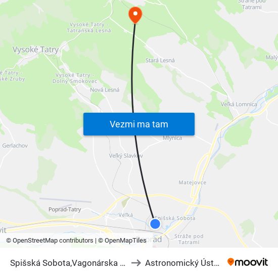 Spišská Sobota,Vagonárska Urálska to Astronomický Ústav Sav map