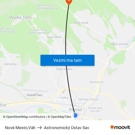 Nové Mesto,Váh to Astronomický Ústav Sav map