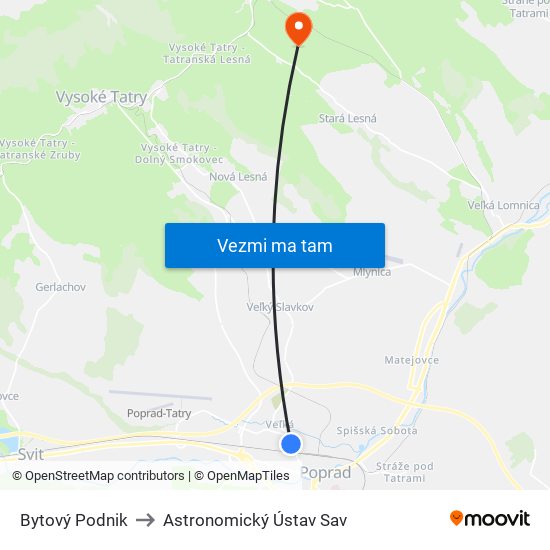 Bytový Podnik to Astronomický Ústav Sav map