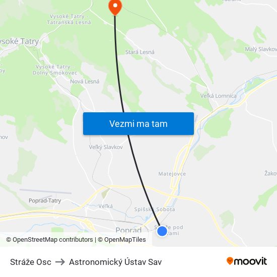 Stráže Osc to Astronomický Ústav Sav map