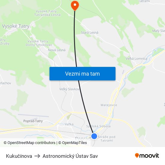 Kukučínova to Astronomický Ústav Sav map