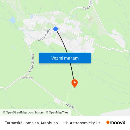 Tatranská Lomnica, Autobusová Stanica to Astronomický Ústav Sav map