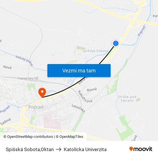 Spišská Sobota,Oktan to Katolícka Univerzita map