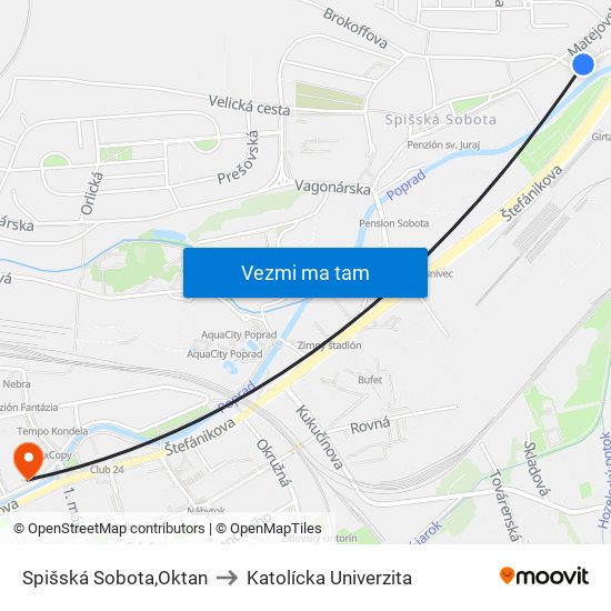 Spišská Sobota,Oktan to Katolícka Univerzita map