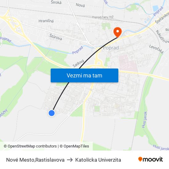 Nové Mesto,Rastislavova to Katolícka Univerzita map