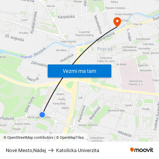 Nové Mesto,Nádej to Katolícka Univerzita map