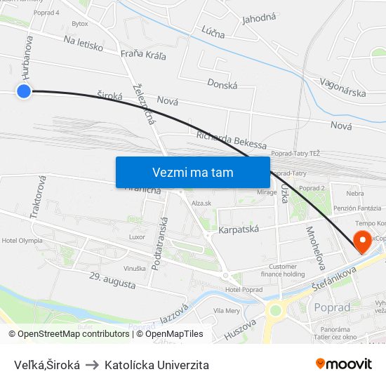 Veľká,Široká to Katolícka Univerzita map