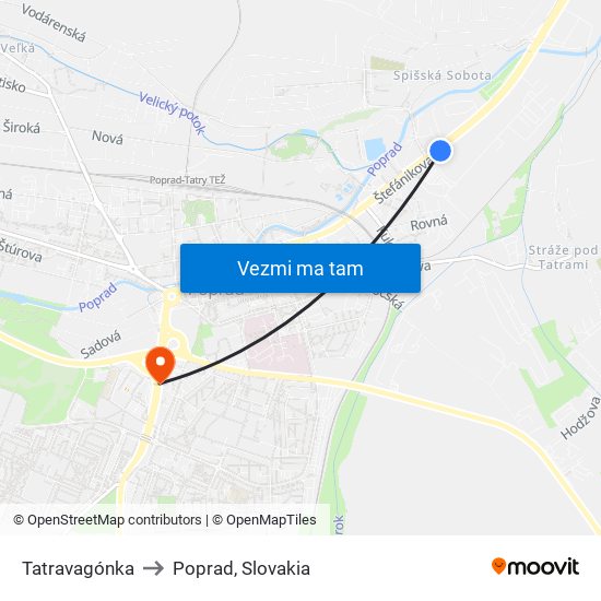 Tatravagónka to Poprad, Slovakia map