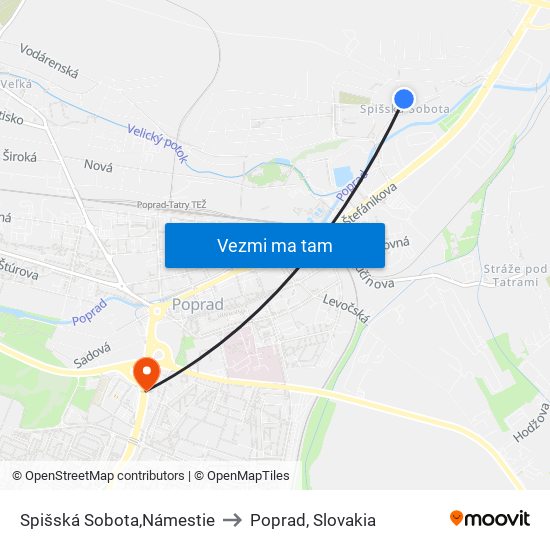 Spišská Sobota,Námestie to Poprad, Slovakia map