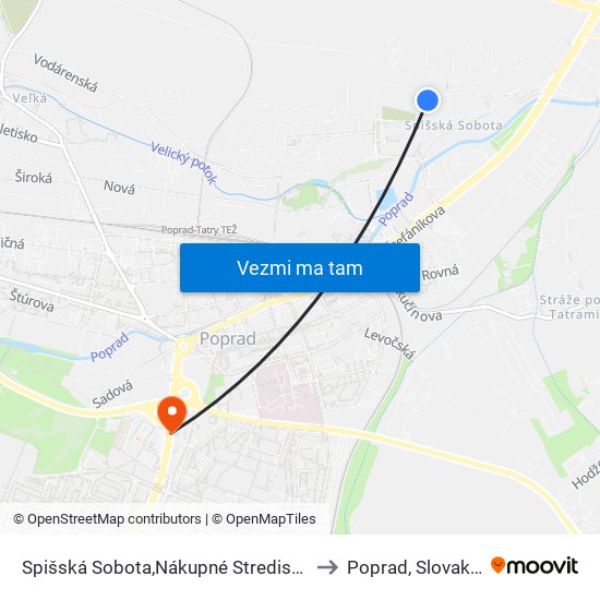 Spišská Sobota,Nákupné Stredisko to Poprad, Slovakia map